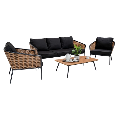 Duży Zestaw Meble Ogrodowe Aluminiowe Sofa Dwa Fotele Stolik 201526